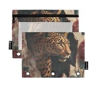 Leopard Breaking Through The Wall Vintage folders for Binders with Clear Window Binder Pencil case in Assorted Colors Binders 3 Ringing for Storing School Office Supplies Multicolored 2 PCS