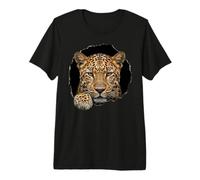 Leopard Breaking Through Torn Hole Wild Cat Graphic Premium T-Shirt