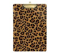 Leopard Brown Black Acrylic Clipboard Decorative Clipboard Clip Board Nursing, 12.5 x 9 Inches Gold Clip