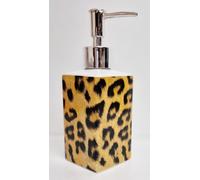 Leopard Brown Soap Dispenser Porcelain 200ml 7oz Animal Print Liquid Chrome Plastic Pump Hand Decorated UK
