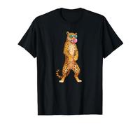 Leopard Bubblegum Sunglasses Cool Leopard Graphic Value Graphic T-Shirt, Men, Black, M