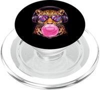 Leopard Bubblegum With Sunglasses Headphones Cute Animal Kid PopSockets PopGrip for MagSafe