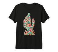 Leopard Cactus Serape Saguaro Cactus Southwest Western Premium T-Shirt