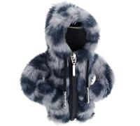 Leopard Car Shift Knob Hoodie,Plush Gear Shift Cover,Mini Shift Knob Cover Zipper Design,Anti-Slip Decorative Shifter Lever Knob Hoodie for Manual and Automatic,Leopard Print Car Accessories (Grey)
