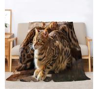 Leopard cat Throw Blanket Leopard Cat Microfiber Fleece Blanket Warm Soft Single Plush Throw Blankets for Sofa Couch Bed Sofa Chair, Flannel Blankets 130 x 150 cm for Kids Teens L657