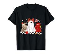 Leopard Checkered Spooky Season Halloween Ghost Boo Costume T-Shirt