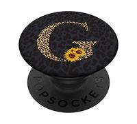 Leopard Cheetah Animal Print Sunflower Monogram Letter G PopSockets Swappable PopGrip