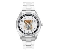 Leopard Cheetah Jaguar Head Watercolor Quartz Watch Stainless Steel Wrist Watches for Men Women Easy to Read