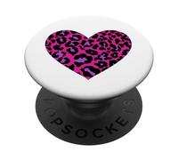 Leopard Cheetah Print Heart Pink Lilac PopSockets Adhesive PopGrip