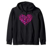 Leopard Cheetah Print Heart Pink Lilac Zip Hoodie