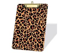 Leopard Cheetah Skin Clipboards, Acrylic Standard A4 Letter Size Clipboard, Low Profile Gold Metal Clip Fashion Clipboard for Home Girl Desk Accessories Doctor Women Teacher Nurses - 9 x 12.5 in