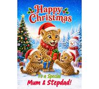 Leopard Christmas Card for Mum & Stepdad (Cute Animal Cartoon Gifts)