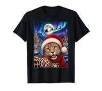 Leopard Christmas Selfie Full Moon Night Santa Sleigh Xmas Value Graphic T-Shirt