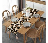 Leopard Christmas Table Runner Festive And Durable Table Runner 36cmx152cm With Lovely Tassel Hangings - Add A Touch Of Elegance To Your Christmas Table