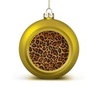 Leopard Christmas Tree Ornaments 1.6 Inch Shatterproof Pc Plastic Balls with Lanyard Baubles Hanging Christmas Ball Ornaments for Xmas Tree Holiday Party Wedding Home Decorations-Golden