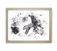 Leopard Climbing From A Tree Watercolour Modern Framed Print | A2 Oak Framed Wall Art | Ready to Hang | Modern Floral Picture | Living Room Bedroom Lounge Office