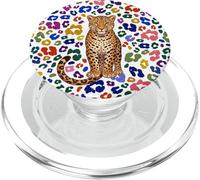 Leopard Colorful Animal Print Wildlife Aesthetic Design PopSockets PopGrip for MagSafe