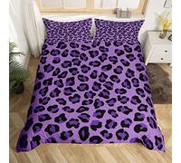 Leopard Comforter Cover Africa Cheetah Bedding Set Safari Animal Duvet Cover for Kids Boys Girls Men Women Purple Black Leopard Bedspread Cover Single Size