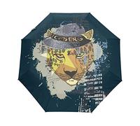 Leopard Cool Doodle Cartoon Umbrella Windproof Automatic Foldable Umbrells Auto Open Close for Men Women Kids