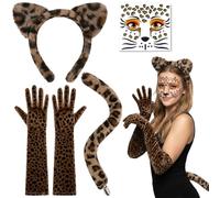 Leopard Costume 5 Pieces Set with Headband, Bow Tie, Mask, Tutu and Tail