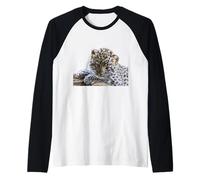 Leopard Cub Adorable Baby Snow Leopard Big Cat Raglan Baseball Tee