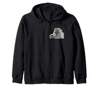Leopard Cub Adorable Baby Snow Leopard Big Cat Zip Hoodie