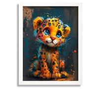 Leopard Cub Art Print Nursery Wall Art Framed Animal Leopard Print New Baby Gift Poster A5 - Wall Art Home Decor Movie Poster Canvas Film Cinema Retro Vintage Cult Classic Nostargic Saga Modern repri
