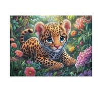 Leopard Cub in Blossom Forest with Sunlight 500 Piece Premium Jigsaw Puzzle Adult Jigsaws Brain Training Hobby Home Decor Winter Gift Unique Shaped Eco Friendly Material 500 PCS