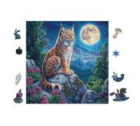 Leopard Cub in Moonlight Forest 100 Piece Complete DIY Jigsaw Puzzle Collectors Mind Relaxation Educational Decorative Puzzle Gifts for Adults Recycled Cardboard 28x28cm
