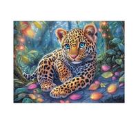 Leopard Cub Resting in Vibrant Magical Woods 500 Piece Jigsaw Puzzle for Adults Teens Jigsaw After Work Leisure Brainteasing Puzzle for Colleagues Stress Buster 500 PCS