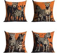 Leopard Cushion Covers 55 x 55, Horse Pillow Cases 4 Pack, Sofa Bed Decor Cushion Covers 55 x 55 cm with Invisible Zipper Heat Absorbing Breathable for All-Season Who Sweat Easily Home Decor BZTH-5973