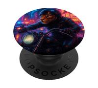 Leopard Cyberpunk Rider Motorcycle Biker Synthwave PopSockets Adhesive PopGrip
