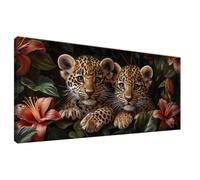 Leopard Diamond Painting Kits for Adults Lily Diamond Art with Square Full Drill Gem Art, DIY Crystal Cross Stitch Crafts Pictures Embroidery for Beginner, Mosaic Kits for Home Decor 90x180cm 0Z-478