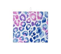 Leopard Dish Drying Mats For Kitchen Counter, Colorful Blue Absorbent Dish Drainer Mat, Modern Microfiber Drying Pad For Kitchen Coffee Bar 16x18 Inch