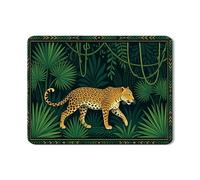 Leopard Dish Drying Mats for Kitchen Counter, Green Tropical Animal Absorbent Rubber Drainer Mat, Summer Safari Botanical Pad for Kitchen Bar Protector 18x24 Inch
