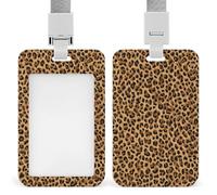 Leopard Distributed Spots Natural Browns Black ID Badge Holder Retractable Clip Card Holder Card Protector Name Badge Name Tag for Work Office Doctor Nurse