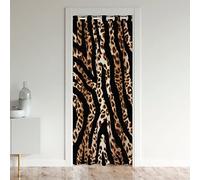 Leopard Door Curtain for Doorway Privacy 132x203cm Cheetah Closet Door Cover Curtain Geometry Strip Lines Room Curtain Safari Room Divider Curtain Cover Wild Animals Brown Black Window Treatments