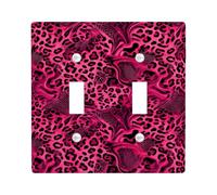 Leopard Double Light Switch Cover Plate, Contemporary Bold Swirl Spot Summer Peach Plastic Standard Size Toggle Light Switch Cover for Home Living Room Bedroom Bathroom Decor