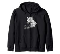 Leopard Drawing Artwork Nature Wildlife Safari Animal Art Zip Hoodie