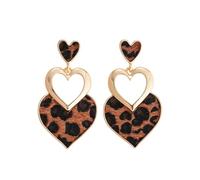 Leopard Drop Dangle Earrings for Women Vintage Animal Print Geometric Rhombus Oval Heart Statement Earring Unique Jewelry for Women, unified, Metal, No Gemstone