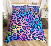 Leopard Duvet Cover Africa Cheetah Bedding Set Rainbow Leopard Comforter Cover for Boys Girls Kids Men Women Safari Animal Bedspread Cover Single