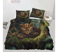 Leopard Duvet CoverNatural Forest Comforter Cover Wild Animals Bedding Set for Kids Decor Quilt Cover 3 Piece Set with Zipper Closure Soft Microfiber Super King Size