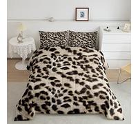 Leopard Duvet Set Animal Print Bedding Set Animal Fur Pattern Geometric Leopard Quilted Down Comforter for Kids Boys Girls Microfiber Single