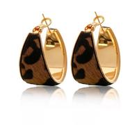 Leopard Earrings Large Hoop Leopard Print Earring for Women Vintage Chunky Gold Cheetah Earrings Animal Print Earring Stud Fashion Jewelry Gift, L, Copper, No Gemstone