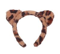Leopard Ears Brown, Cute Animals Ears Headband, Exquisite Dog Rabbit Pig Goat Ears Headband Halloween Christmas Headbands Fluffy Hair Accessories Cosplay Party Costume Headwear 1Pcs