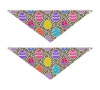 Leopard Easter Eggs Colourful seasonal dog bandanas Snap Button Pet Scarf Cute Pet Holiday Set for Dogs Cats L