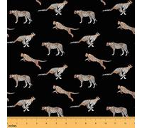 Leopard Fabric by The Yard Cat Cheetah Print Upholstery Fabric African Safari Animals Indoor Outdoor Fabric Cheetah Print Decorative Fabric Nature Wildlife Fabric, Black Brown 1 Yard