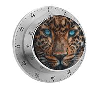 Leopard Face Kitchen Timer Visual Timer for Cooking 60 Minute Wind Up Timers Stainless Steel Manual Magnetic Countdown Visual Mechanical Timers Cooking Clock with Loud Alarm