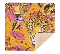 Leopard Faces Abstract Soft Thick Baby Activity Play Mat for Indoor Outdoor Waterproof Activity Entertainment Mat for Baby Toddler Infant, 50'' x 50''