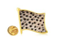 Leopard Feather Design Golden Metal Flag Lapel Pin Badge